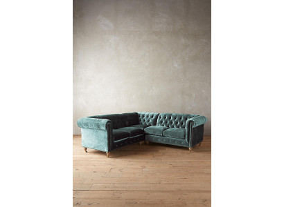Ecksofa Chesterfield Liederdivan Sofa Couch Textil Stoff Polster Eck Neit