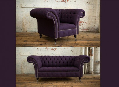 2+1 Sofagarnitur Chesterfield Textilstoff Sofa Couchen Polster Set Garnituren