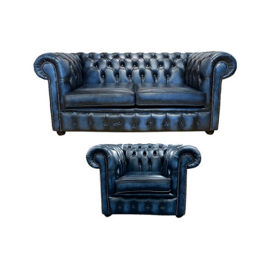 Chesterfield Sofa Canapé Polster Lieder Dekor Textil Sofagarnitur 2+1 Polster