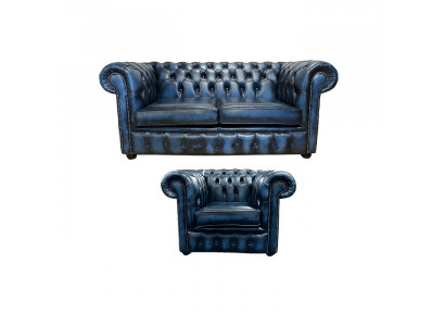 Chesterfield Sofa Canapé Polster Lieder Dekor Textil Sofagarnitur 2+1 Polster