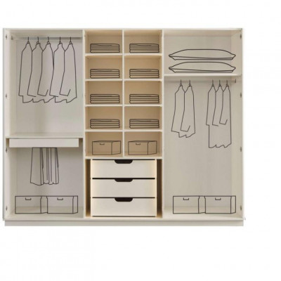 Modern Duebelbett 2x Nuetsdëscher Kleederschaf Schlofzëmmer Set 4 Deeler
