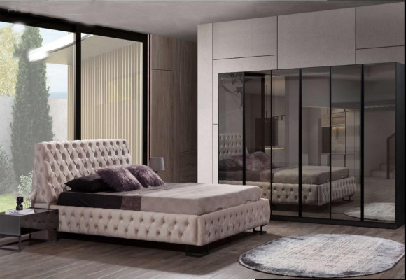 Luxuriéis Schlofzëmmer Set Designer Miwwelen Luxus Bett Holz Schaf