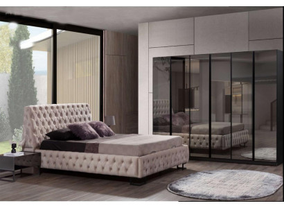 Luxuriéis Schlofzëmmer Set Designer Miwwelen Luxus Bett Holz Schaf