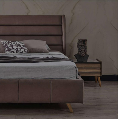 Modern Schlofzëmmer Miwwelen Polster Duebelbett Holz Nuetsdëscher Schaf