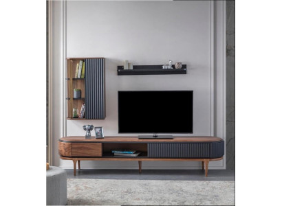 Modern Wunnzëmmer Set Luxus Brongen TV-Schränk Wand- a Regalschränk