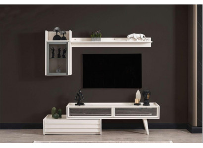 Wäiss hëlze Wunnmauer Designer Mauerhaus Luxus Regal Edel TV-Schränk