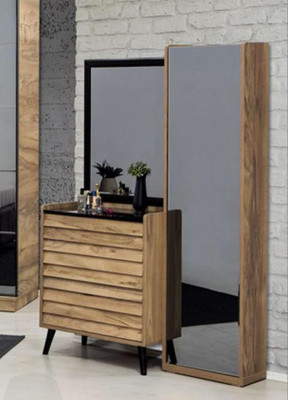 Brongen Héichkommode mat Spigel Designer Schlofzëmmer Konsol 2 Deeler Set