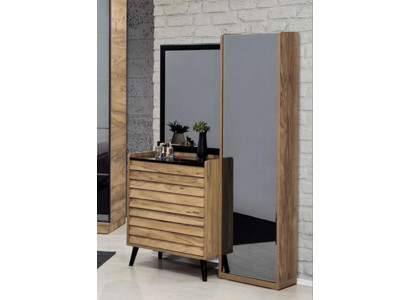 Brongen Héichkommode mat Spigel Designer Schlofzëmmer Konsol 2 Deeler Set