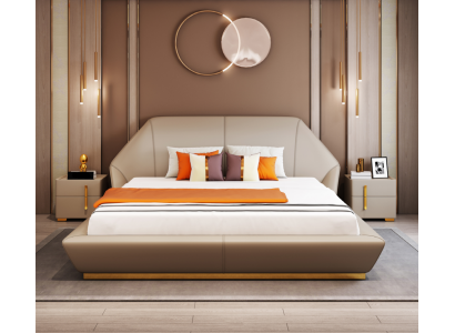 Modern wäisst Duebelbett Schlofkummer Better Designer Miwwelen Holzgestell