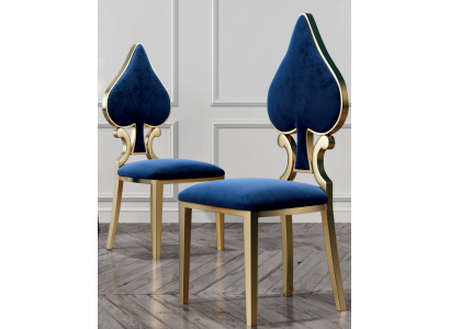 Blau-Goldenen Iesszëmmerstull Modern Einsëtzer Gepolster a Holz Still