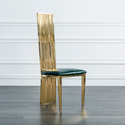 Gold-gréng Iesszëmmer Héichstull Luxus Eenzëder Holz Polsterstillen