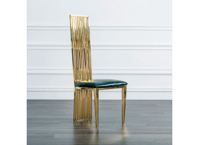 Gold-gréng Iesszëmmer Héichstull Luxus Eenzëder Holz Polsterstillen