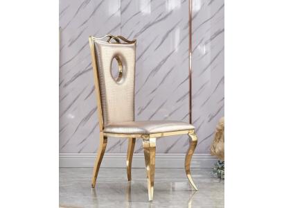 Beige Iesszëmmer Still, Modernen Einsëtzer aus Kënschtleeder, Edelstol Miwwelen.