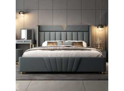 Schlofkummer Gro Bett Designer Miwwelen Luxus Materialien Holzgestell