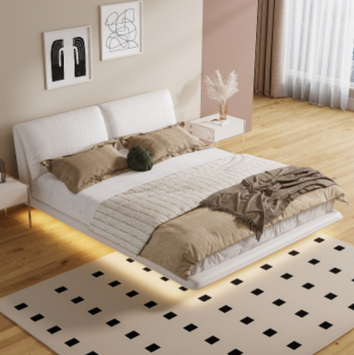 Wäisst Schlofzëmmerbett Designer Textilbetter Luxus Holz Duebelbetter