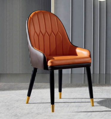 Braun-orange Iesszëmmerstull Designer Holzstull Moderner Stillenstuhl
