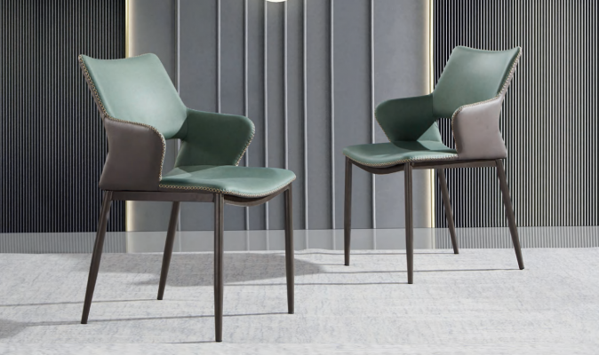Braun-Gréng Holz Iesszëmmerstill Designer Holzstull Modern Lehnstill