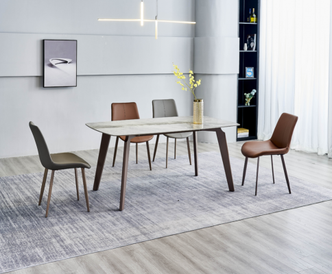 Designer Kicheldësch Modern Iesszëmmermébel Esstësch 4x Still 5-Deeler Set