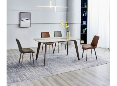 Designer Kicheldësch Modern Iesszëmmermébel Esstësch 4x Still 5-Deeler Set