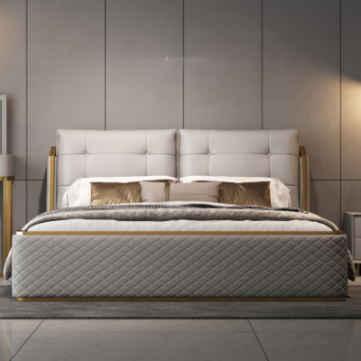 Designer Wäisst Schlofkummerbett Luxus Duebelbetter Holzkonstruktioun Modern