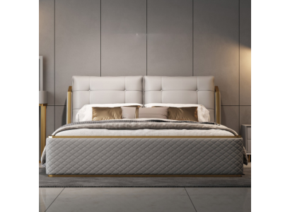 Designer Wäisst Schlofkummerbett Luxus Duebelbetter Holzkonstruktioun Modern