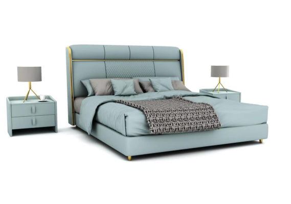 Schlofkummer Blo Bett firdoppel Designer Better Holzgestell Luxus Miwwelen