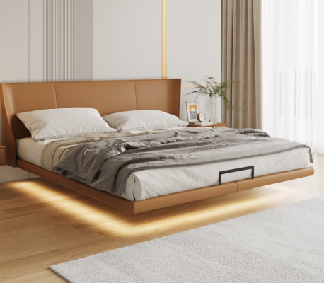 Brongt Wandsëtz Designer-Schlofkummer-Miwwelen Holzgestell Konschtliederbett