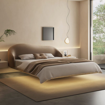 Beige Wandbett Designer Schlofzëmmer Better Luxus Duebelbetter Holz