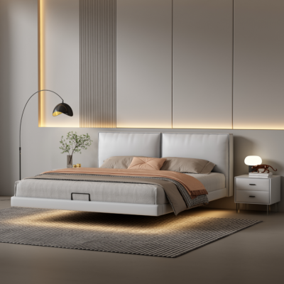 Wäisst Schlofzëmmer Wandbett Designer Better Holzgestell Duebelbetter