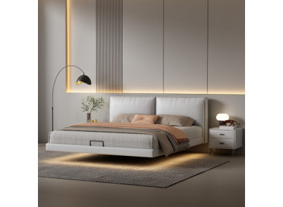 Wäisst Schlofzëmmer Wandbett Designer Better Holzgestell Duebelbetter