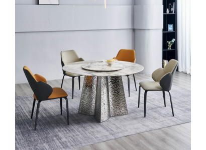Modern Iessgruppe Designer Iessdësch 4x Kënschtlederen Still Luxus 5deeleche Set