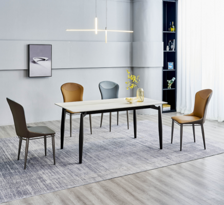 Iesszëmmergrupp Designer Wäissen Iessdësch 4x Liederstillen Sëtzgrupp 5 Deeler