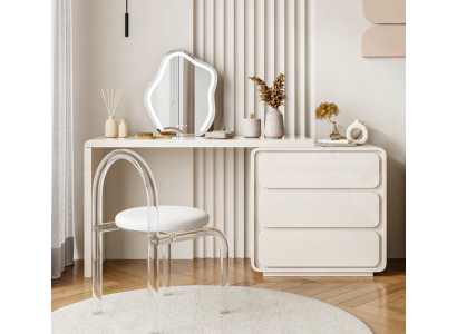 Wäissen modernen Schminktisch Designer Friséiertisch mat Tirangen nei