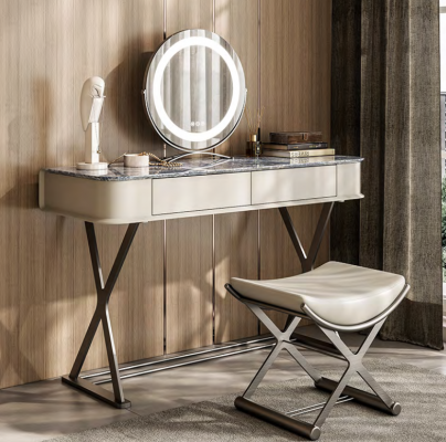 Beigen Design-Schminktisch Schlofzëmmer Miwwelen Luxus Holz-Schminktisch