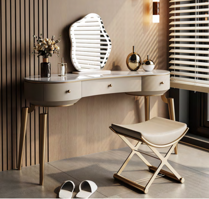 Schlofzëmmer Miwwelen Designer Make-up-Dësch Holzgestell Kosmetiks-Dësch Nei