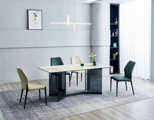Wäissen Iessdësch Designer Iessgrupp 4x Modern Still Luxus Iesszëmmer