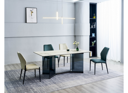 Wäissen Iessdësch Designer Iessgrupp 4x Modern Still Luxus Iesszëmmer