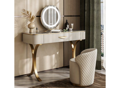 Beige Schminktisch Designer Friseurdësch Friseerkommode Mat Schiefen