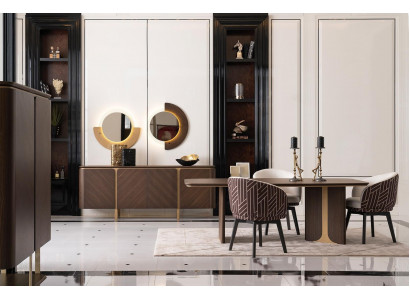 Iessgrupp Iesseck Iesszëmmer Iessdësch Still 10-deleg Bruin Holz Anricht