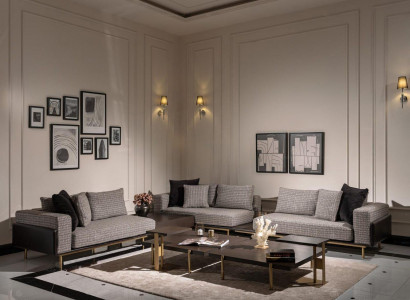 Wunnzëmmer Garnitur Sofa Couchtisch 5tlg Stoffsofa Gro Holz Set