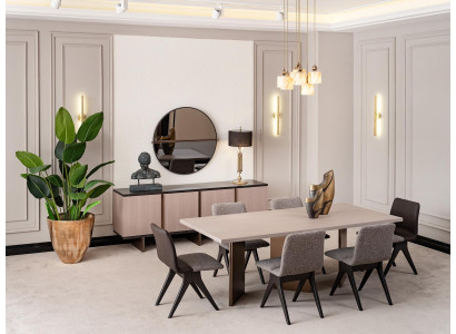 Iesszëmmer Iessgrupp Iesszëmmerméibel Iessdësch Iesseck 9 Deeler Holz Béis