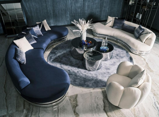 Komplett Canapé-Set Stoff-Sofa Polstersofa Couch Blo Set Sofa 3 Stécker