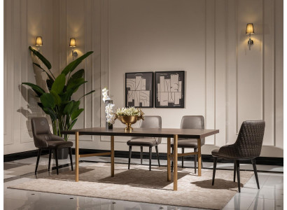 Iessgrupp Iesseck Iesszëmmer 7-Teileg Iessdësch Still Brong Iesszëmmermiwwel