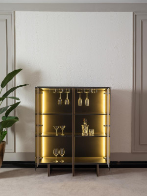 Minibar Grupp Vitrin Fauteuil Holz Beige Schaf Schlofkummer 2-Stéck