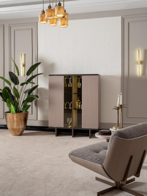 Minibar Grupp Vitrin Fauteuil Holz Beige Schaf Schlofkummer 2-Stéck