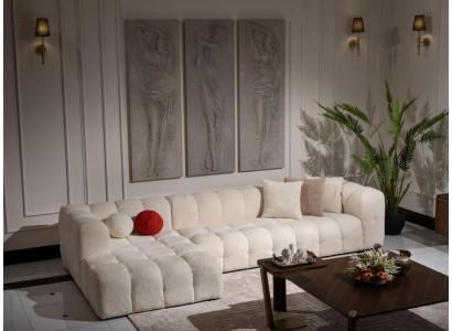 Ecksofa Stoffsofa Polstersofa Modern Luxus Sofa Relax Wäiss Canapéen