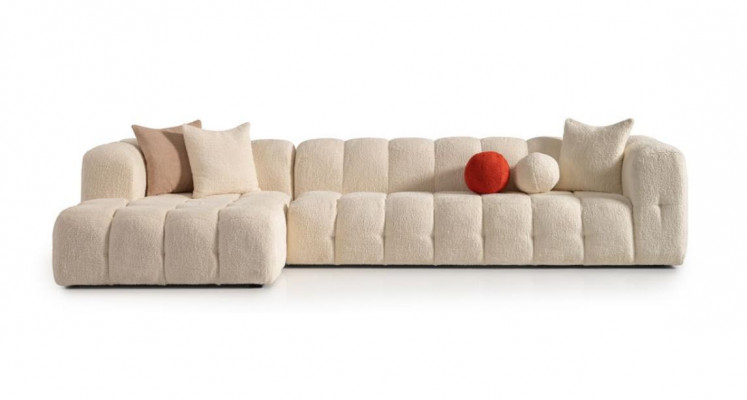 Ecksofa Stoffsofa Polstersofa Modern Luxus Sofa Relax Wäiss Canapéen