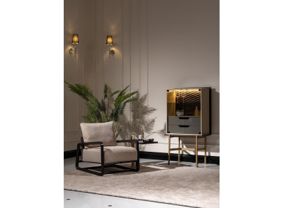Grupp Living Raum Set 3 Stéck Fauteuil Still Dësch Schaf Gro Relax