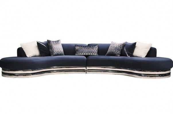 Couch Sofa 5 Sëtzer Polstersofa Grousst Stoffsofa Blo Modernen Design