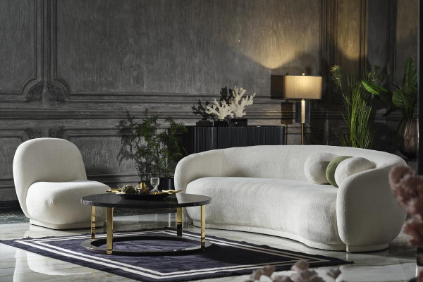 Sofagarnitur Garnitur Stoffsofa Wäiss Polstersofa Modern Set 2 Stéck Sofa